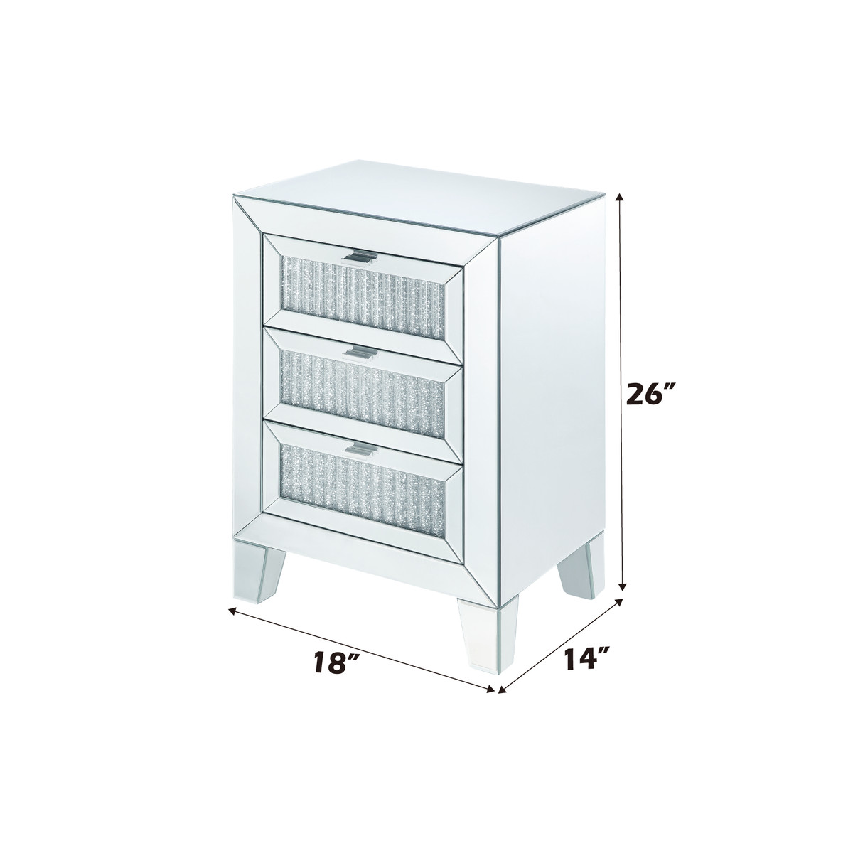 Mirrored Accent Table with Faux Diamond Inlays - Silver