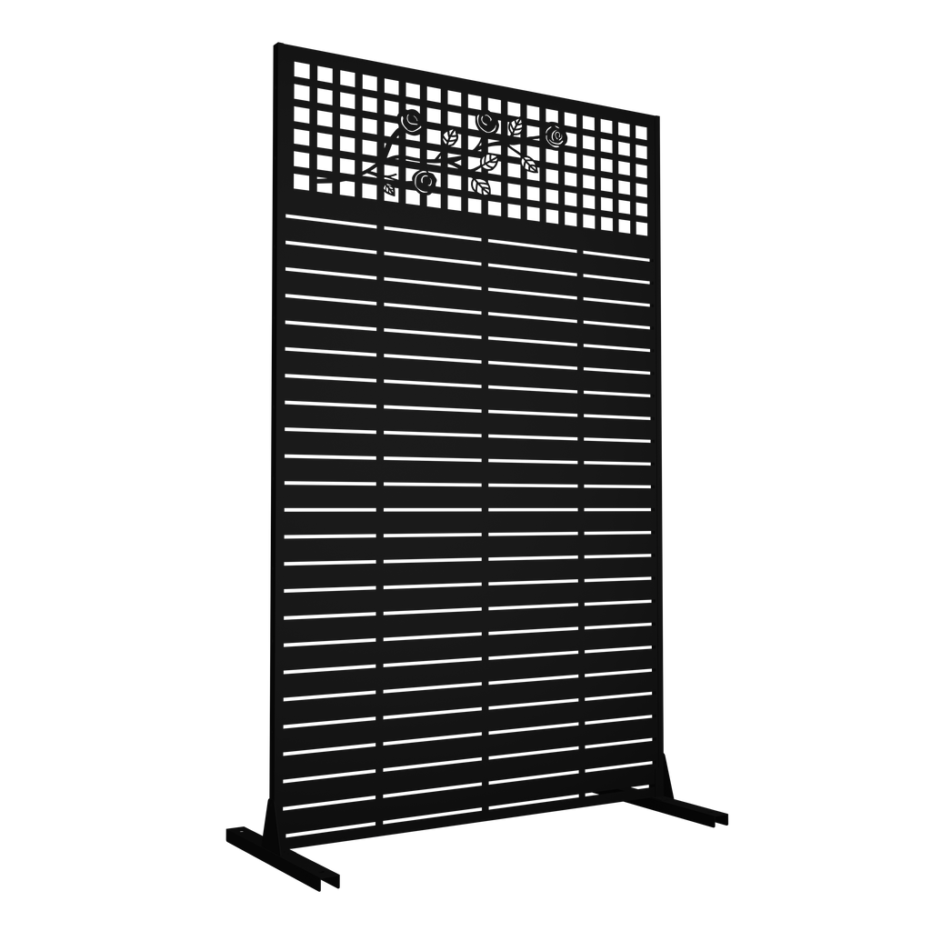 Metal Privacy Screens with Freestanding Iron Construction - Black