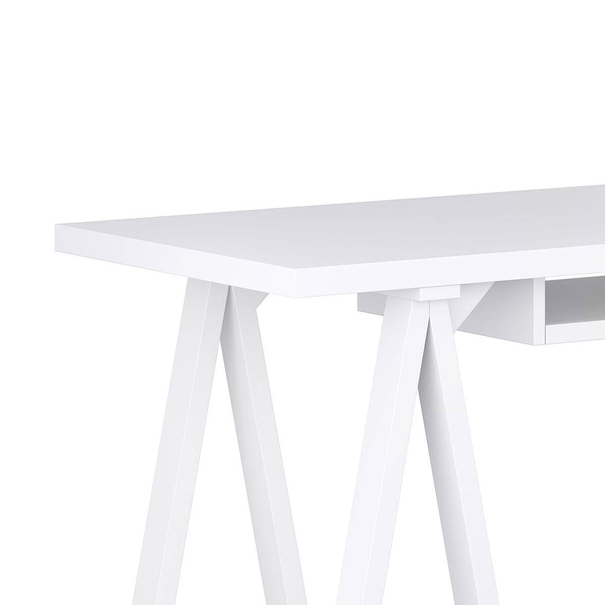 Handcrafted Sawhorse Writing Desk with Solid Wood Construction - Dark Brown or White