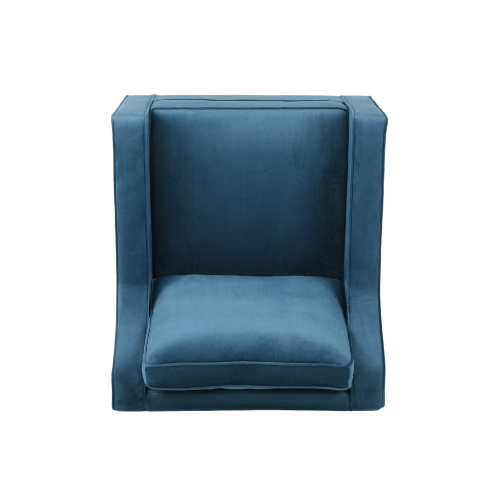 Blue Velvet Upholstered Club Chair with Contemporary Design - Blue