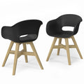 Outdoor Dining Chair Set of 2 with Solid Acacia Base - Black or Gray