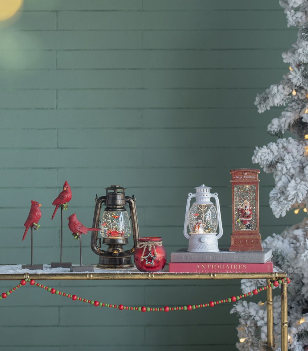Christmas Lantern with Snowman & Tree LED and Water Spinning - White / Multi