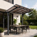 Galvanized Steel Carport with Sloped PC Roof - 8x5ft, Black