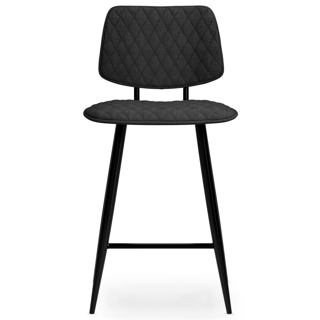 Upholstered Counter Height Stool Set with Quilted Seat – Black or Dark Gray