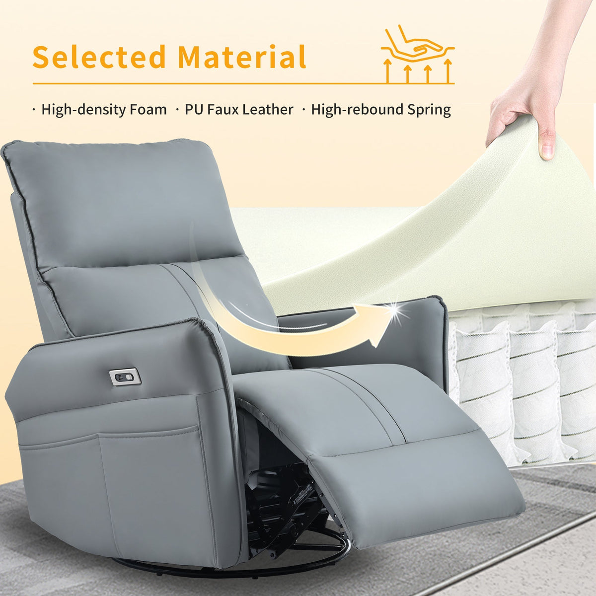 Power Swivel Rocker Recliner Chair for Adults