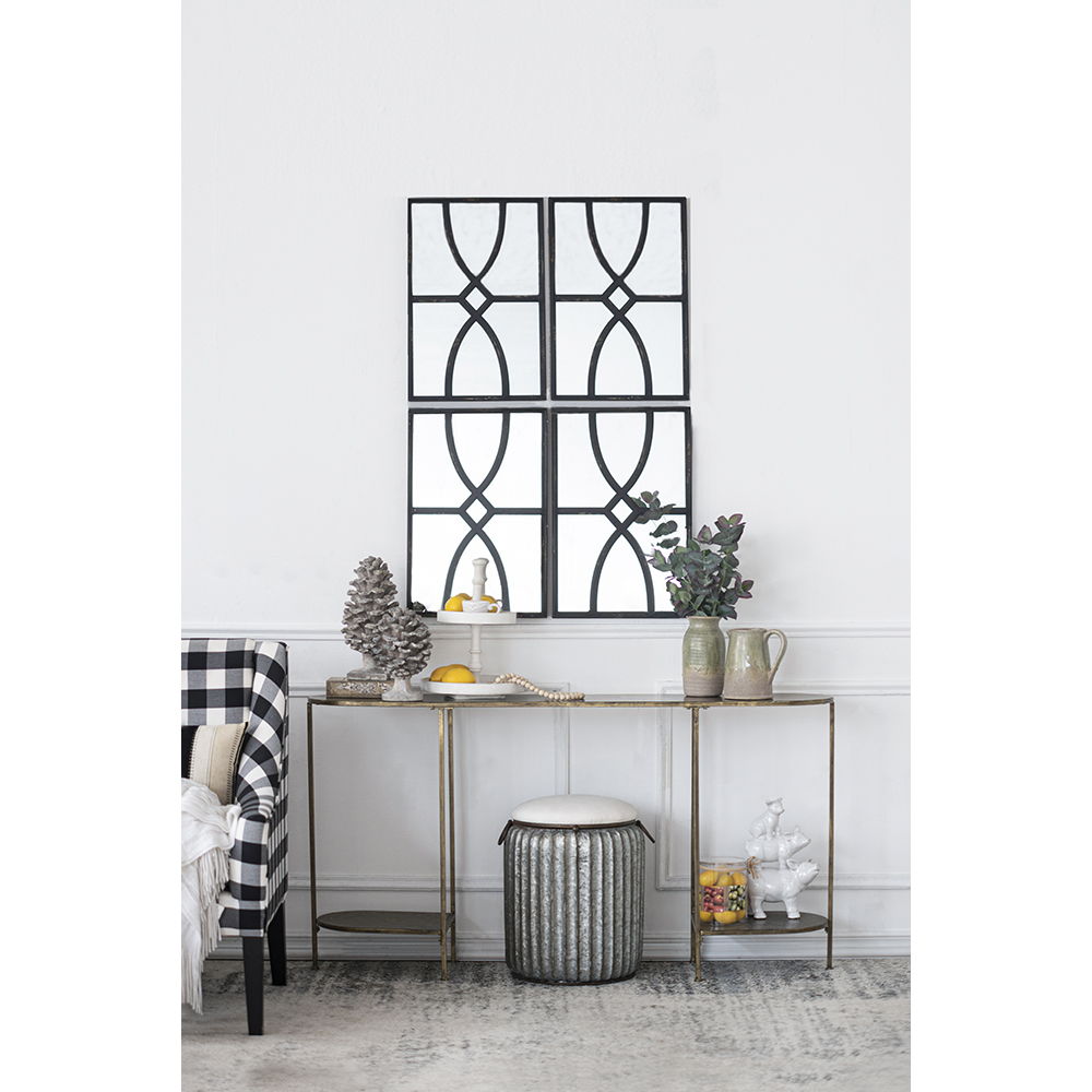 Rectangular Wooden Wall Mirror with Antique Frame, Set of 2 - Black or White