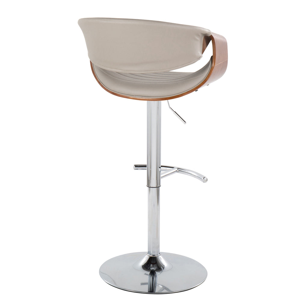 Mid Century Modern Adjustable Barstool Set of 2 with Swivel Footrest - Pearl Silver, Beige, Black