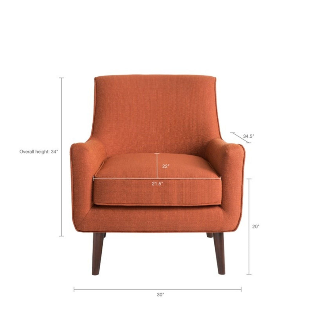 Burnt Orange Accent Chair Upholstered with Solid Wood Legs