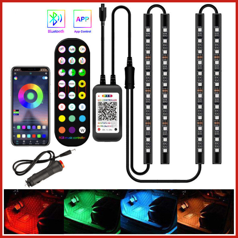 Styling Decorative Lamp LED Car Interior Light Waterproof Ambient Lamp Of Wireless Remote Music Control Car RGB Strip Lights