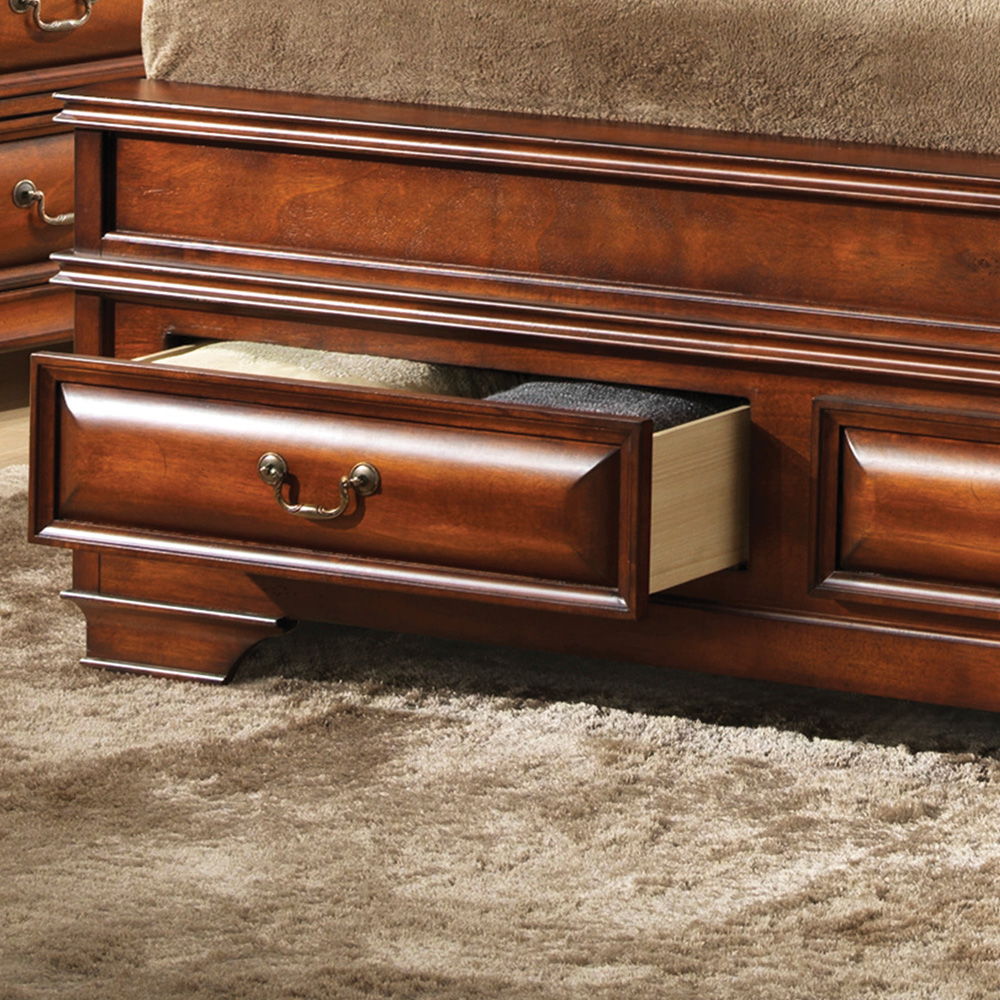 Dovetailed Drawers Storage Bed with Dovetailed Storage Drawers - Light Brown