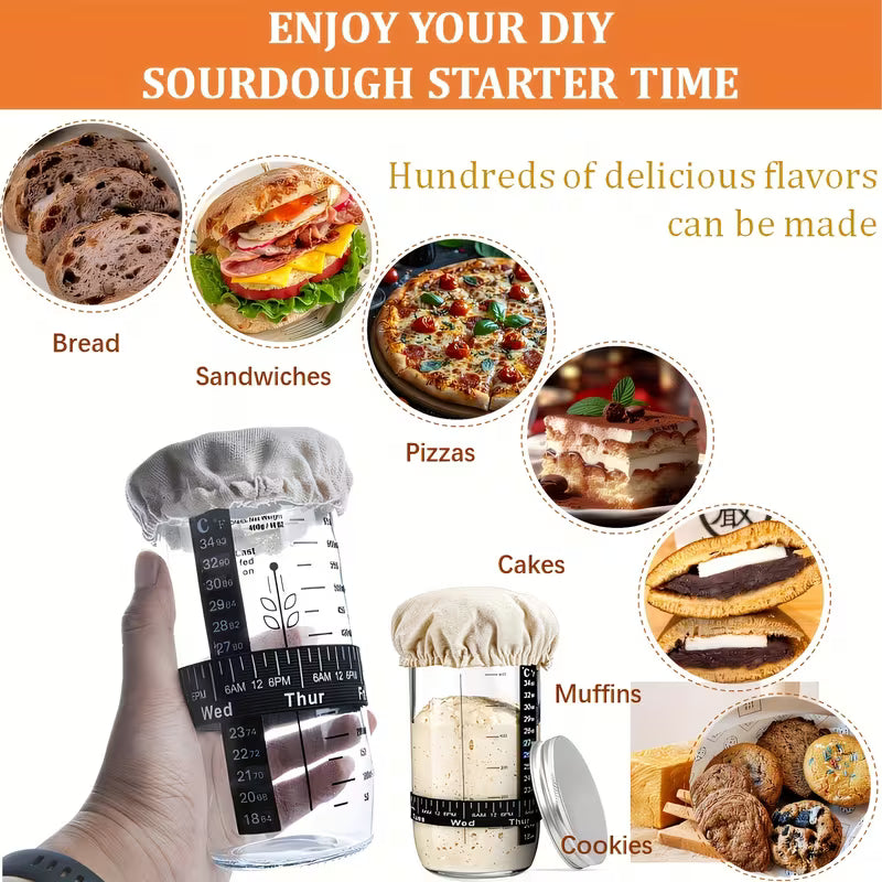 Sourdough Bread Making Kit with Proofing Baskets and Jar