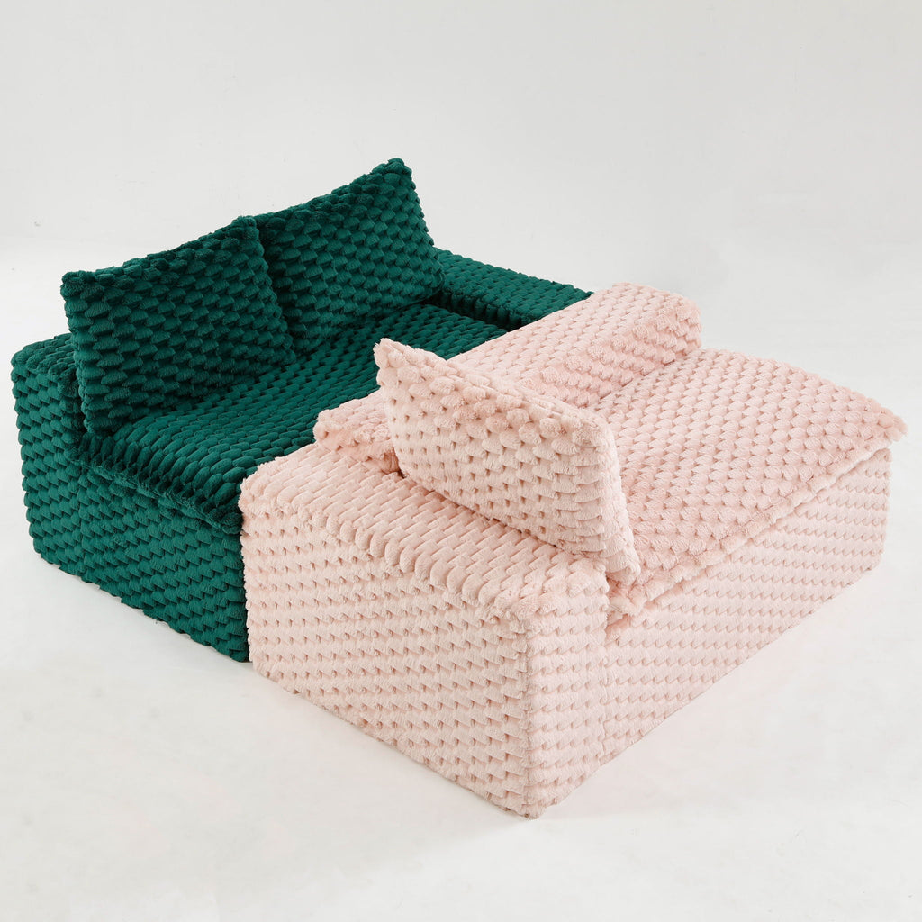 Luxury Multifunctional Sofa for Living Room with Adjustable Layout - Black, Dark Green, White, Pink