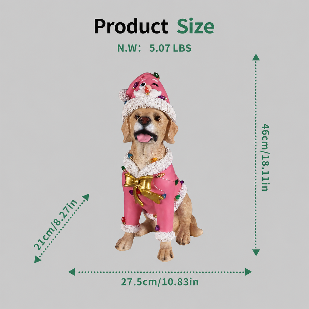 Christmas Labrador Retriever Statue with Santa Outfit - Multicolor
