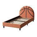 Basketball Design Upholstered Twin Platform Bed with Sport Style Headboard - Orange