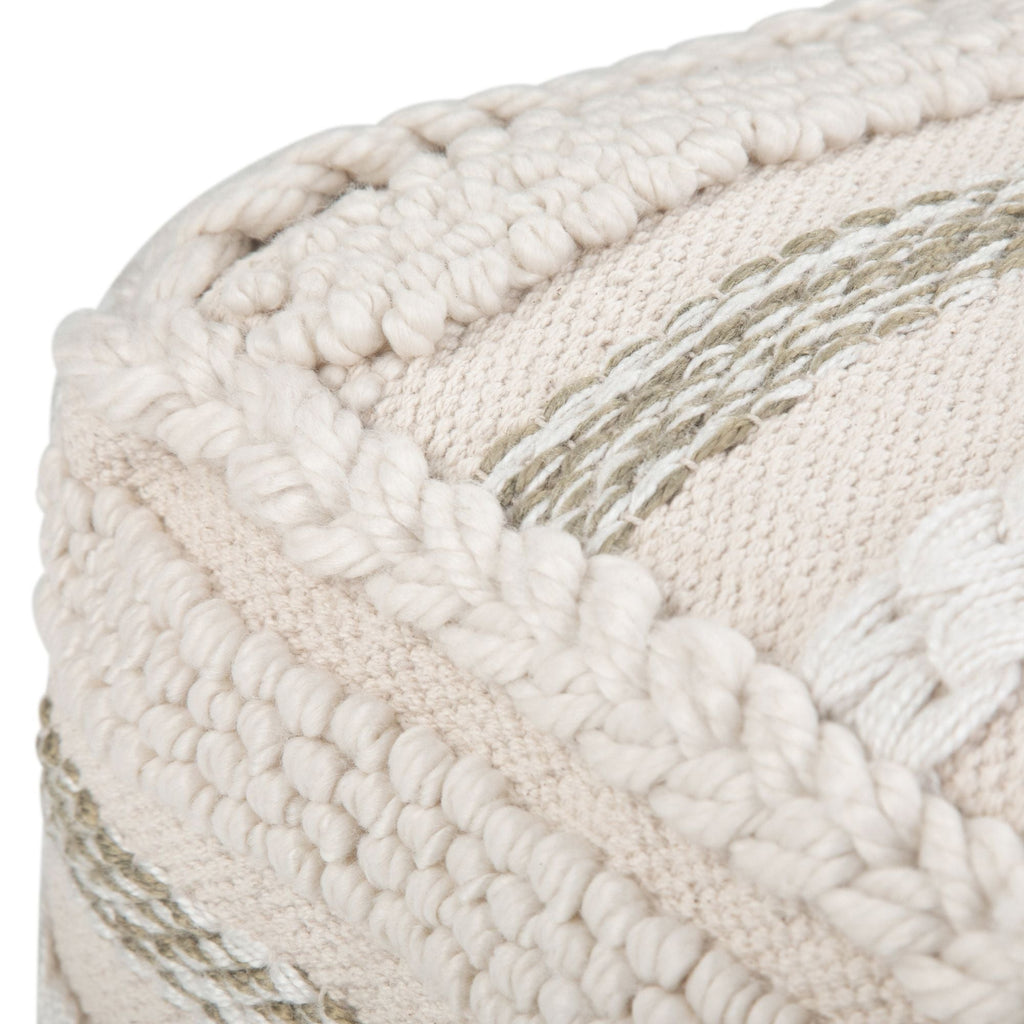 Handcrafted Square Pouf with Supportive Polystyrene Filling - Beige or Dark Gray