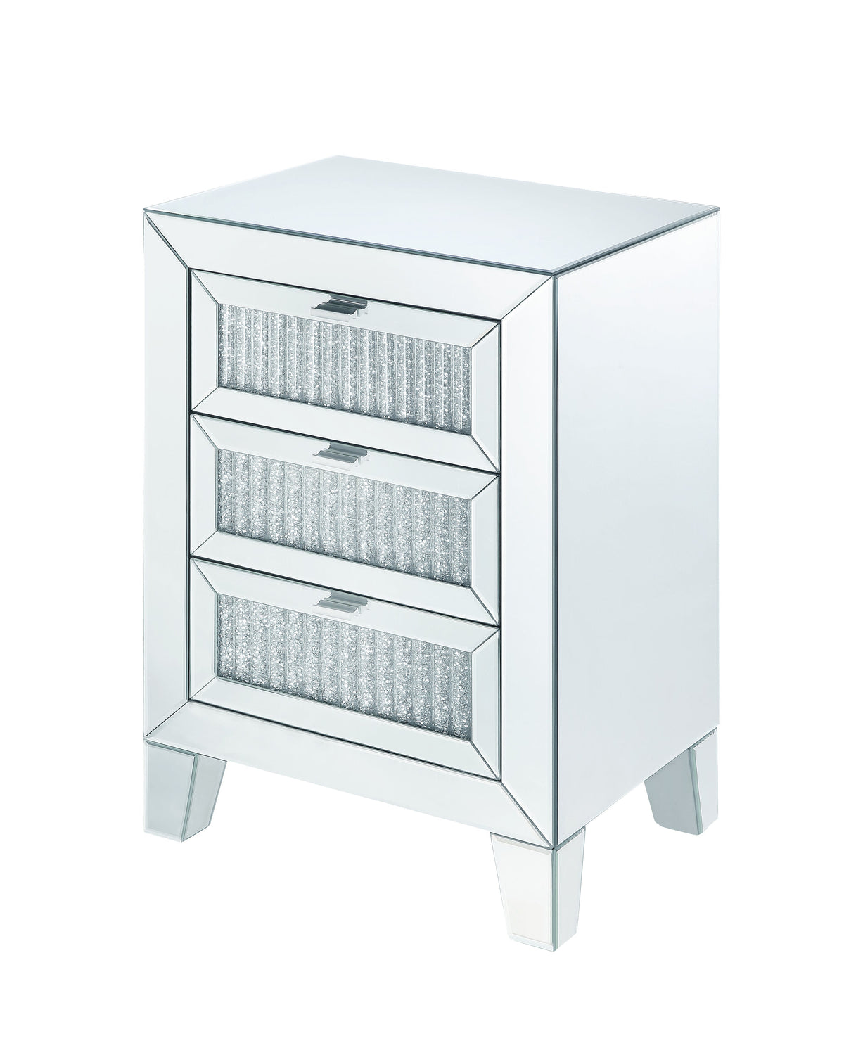 Mirrored Accent Table with Faux Diamond Inlays - Silver
