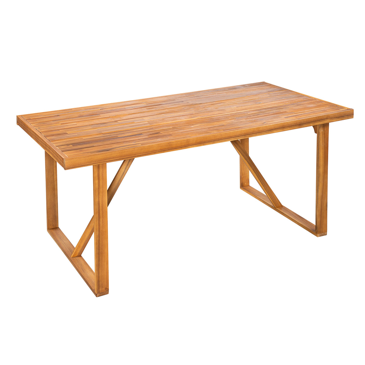 7 Piece Acacia Wood Outdoor Dining Set with Cushions - Teak Finish