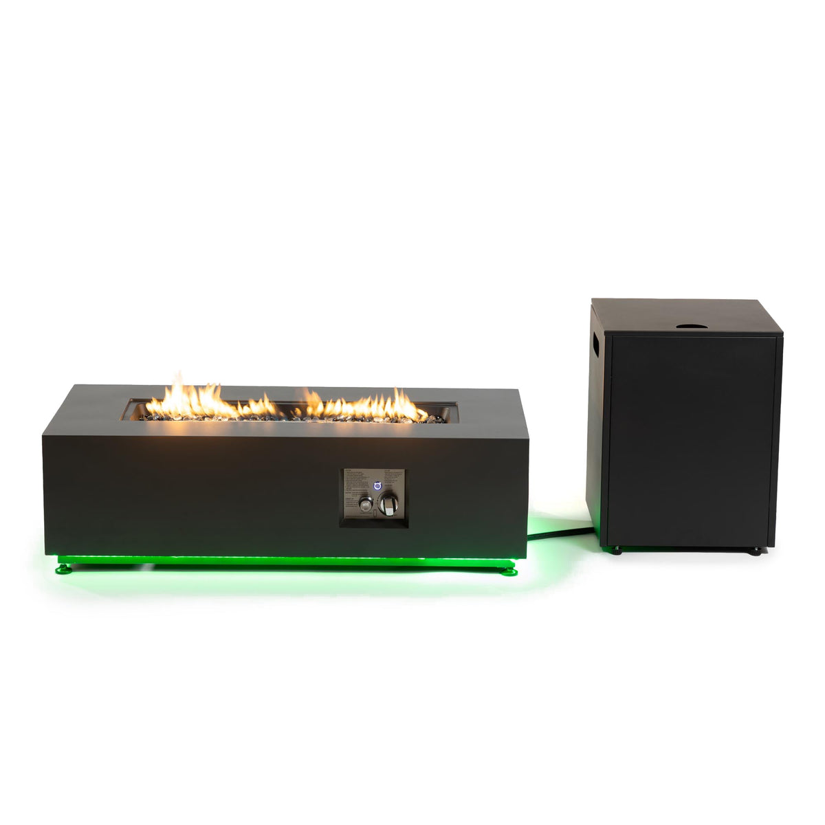 Rectangular Metal LED Firetable with LED Accent - Outdoor