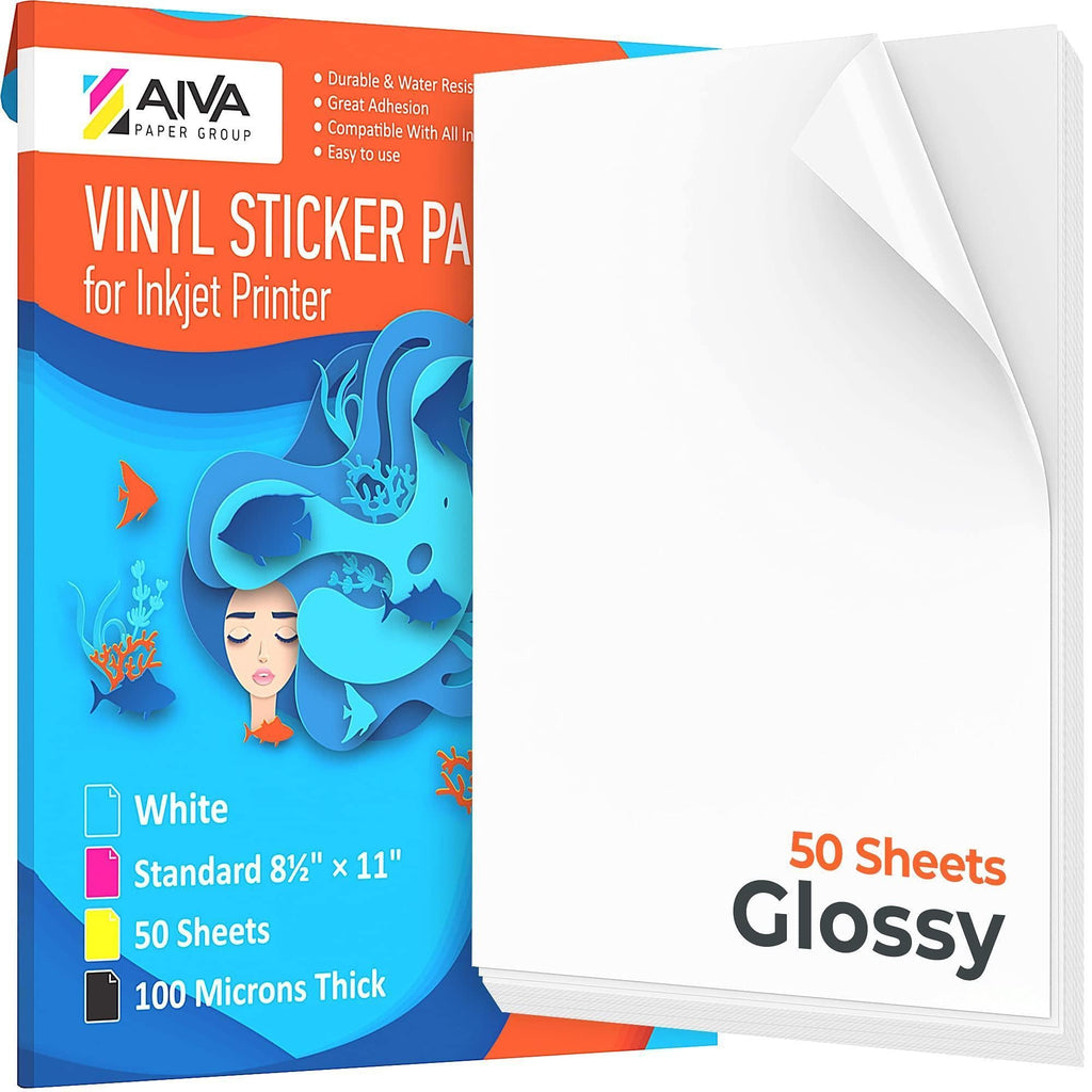 Printable Vinyl Sticker Paper Waterproof Decal Paper for Inkjet Printer 50 Sheet