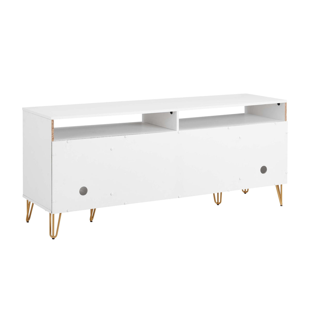 Fluted TV Stand with Storage and Metal Legs - Multiple Colors