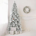 9 Ft Flocked PE/PVC Christmas Tree with Real Pine Cones - Snowy Finish