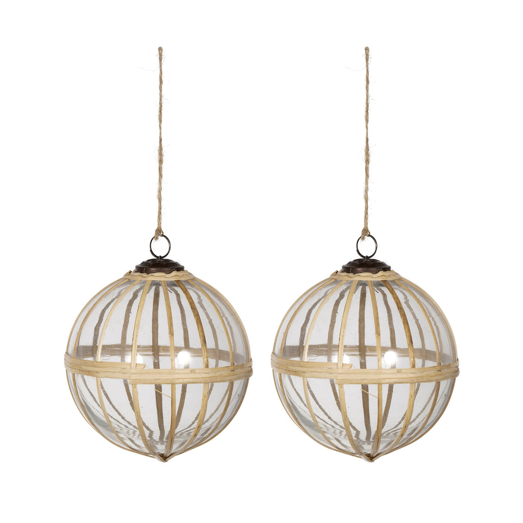 Decorative Glass Hanging Christmas Ornaments, Set of 2 - 5" Diameter