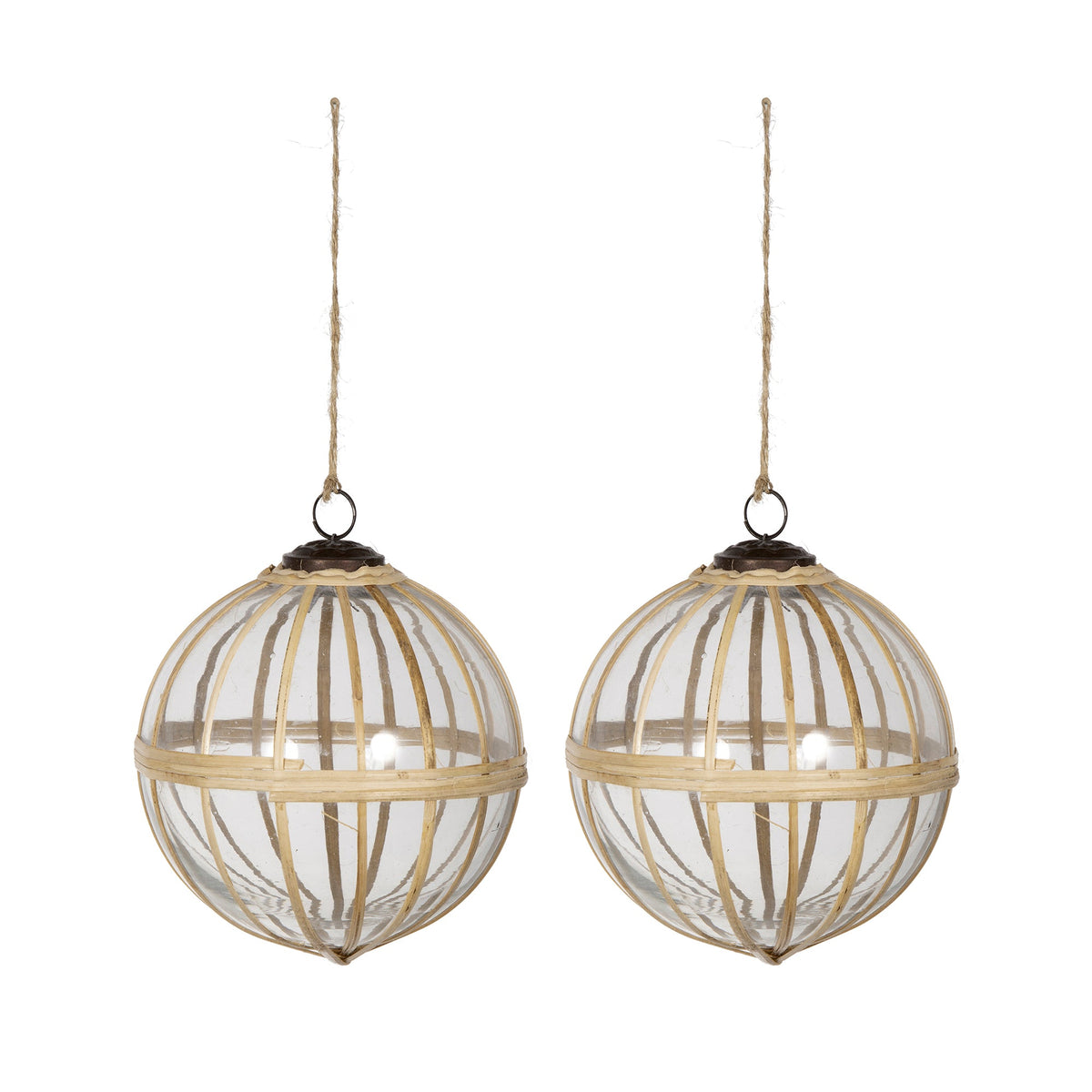 Decorative Glass Hanging Christmas Ornaments, Set of 2 - 5" Diameter