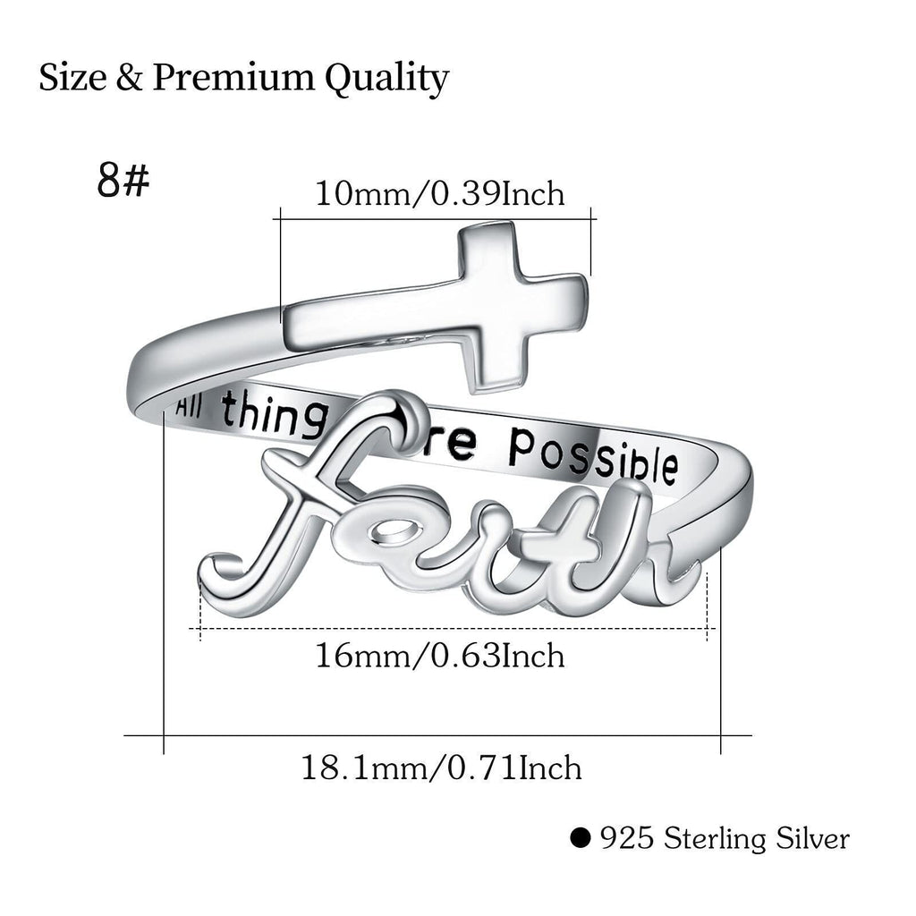 925 Sterling Silver Faith Cross Ring