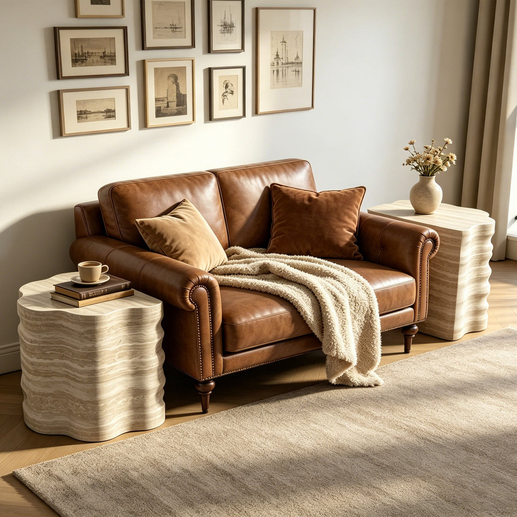 Round Coffee Tables Set of 2 with Modern Minimalist Design - Wood & MDF