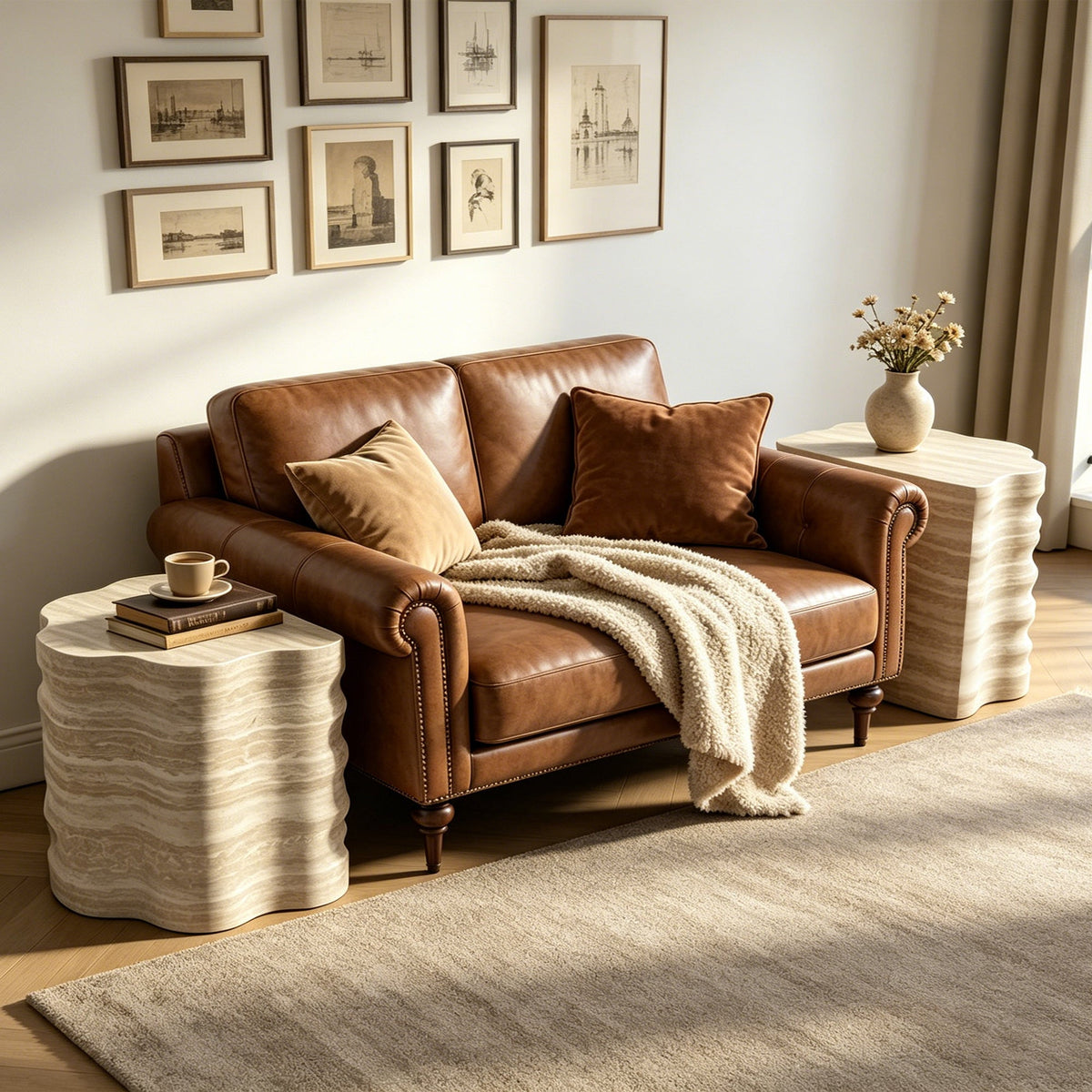 Round Coffee Tables Set of 2 with Modern Minimalist Design - Wood & MDF