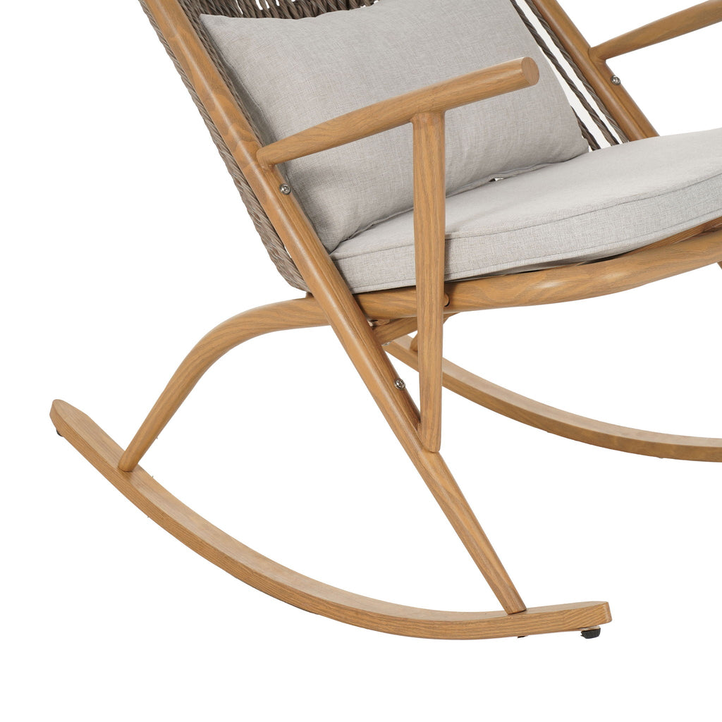 Maple Outdoor Rocking Chair with Cushions - Light Gray