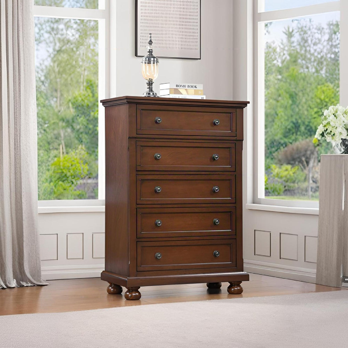 Meade Chest with Felt-Lined Top Drawer - Light Brown or Dark Brown