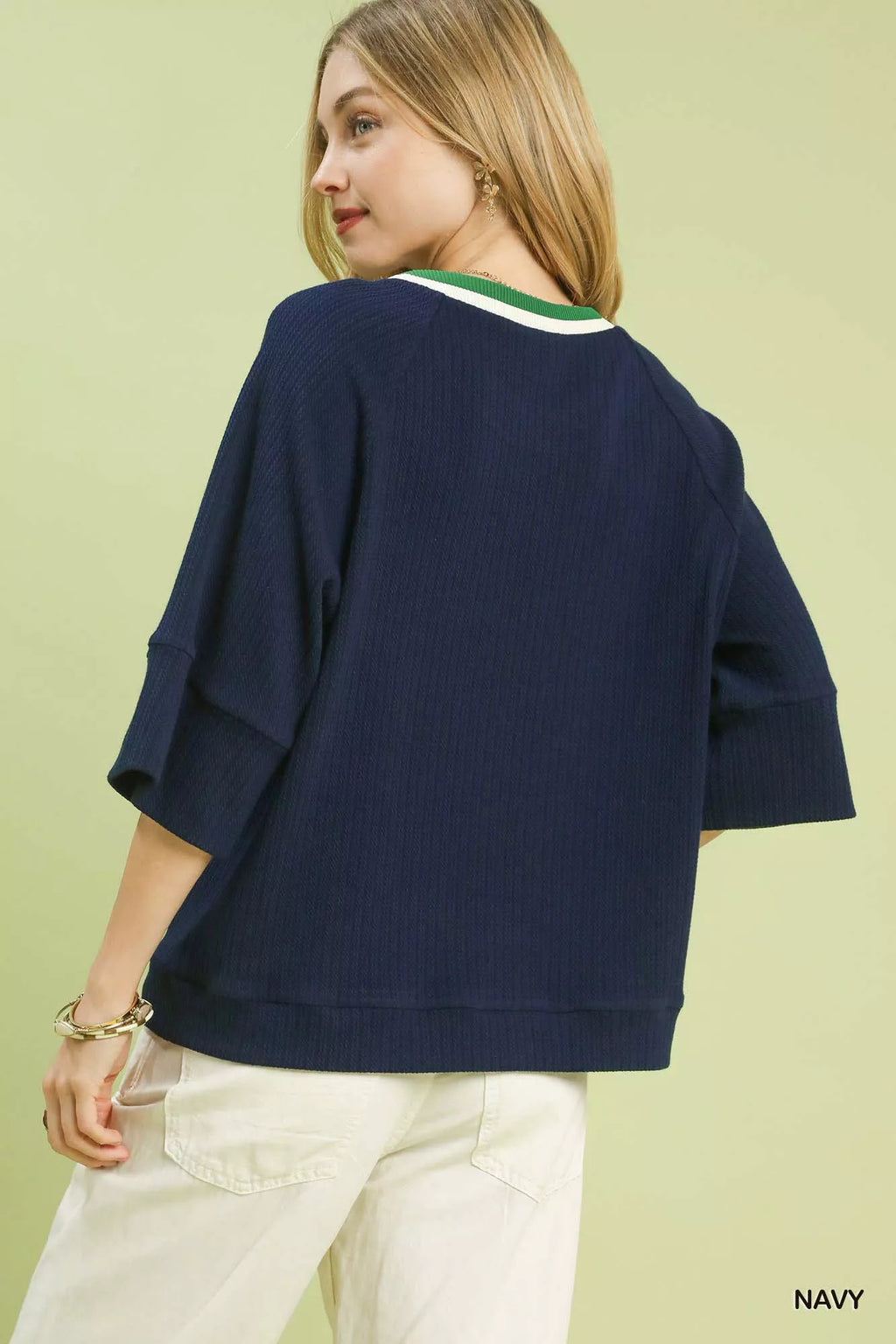 Umgee Ribbed Knit Top with Contrast Trim