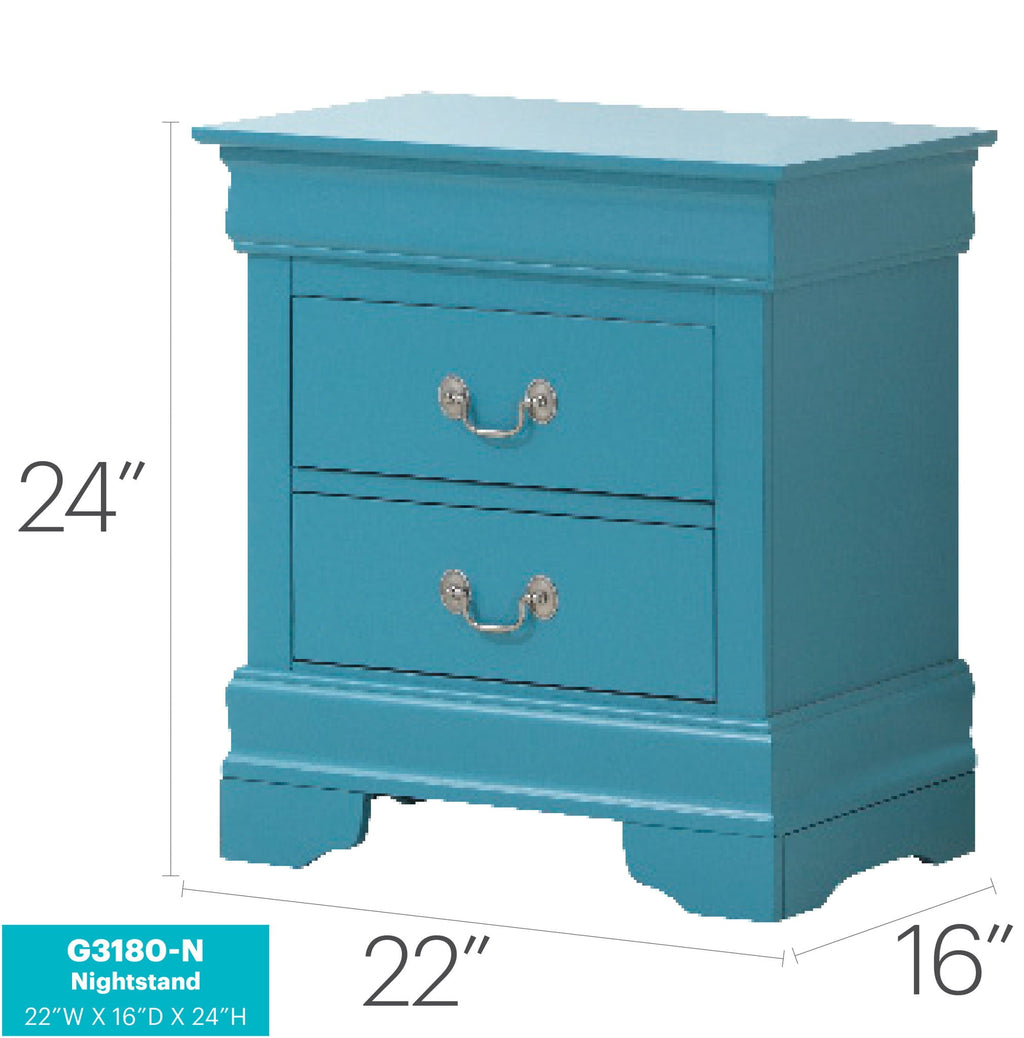Louis Phillipe Wood Nightstand with Storage Drawers - Multiple Colors