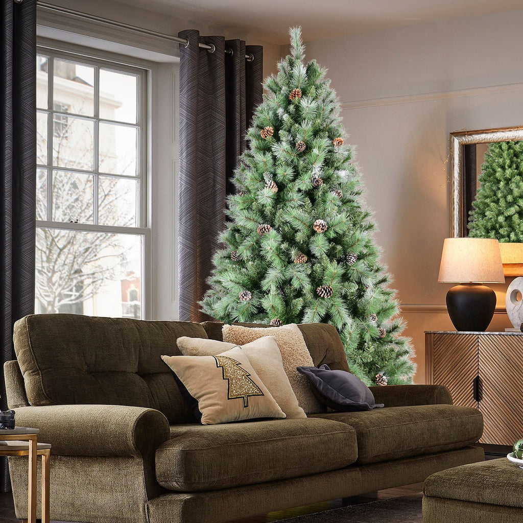 6FT Christmas Tree with 66 Pine Cones and Realistic Branches - Green