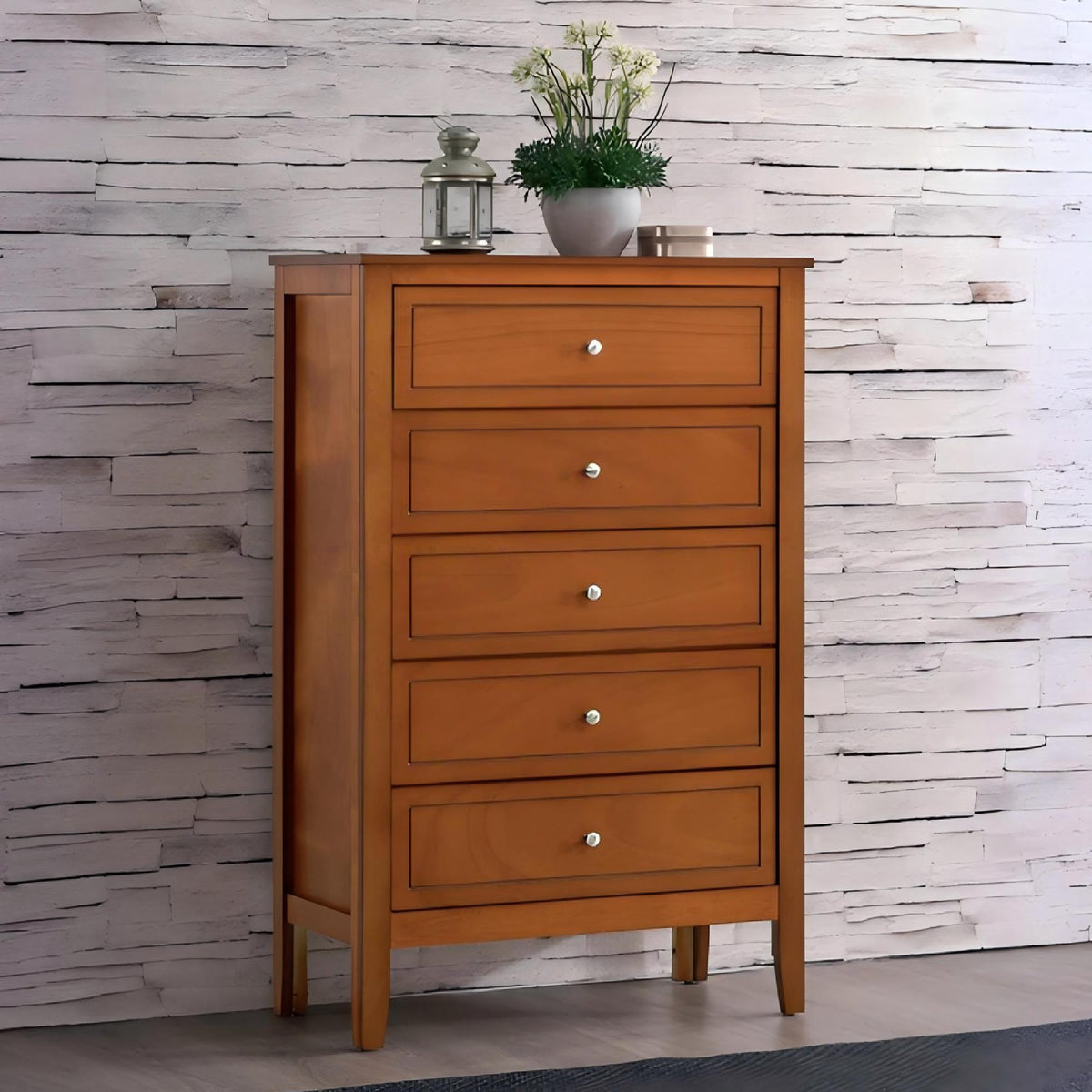 5 Drawer Storage Chest with Metal Hardware - Multiple Colors