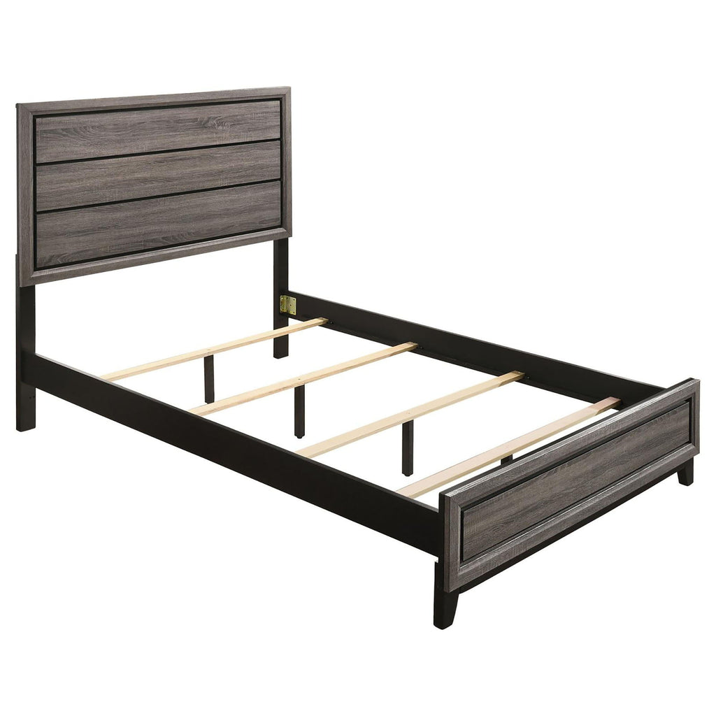 Queen Panel Bed Accents with Modern Detailing - Gray