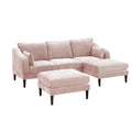 Modular L-Sectional Set with Ottomans - Pink