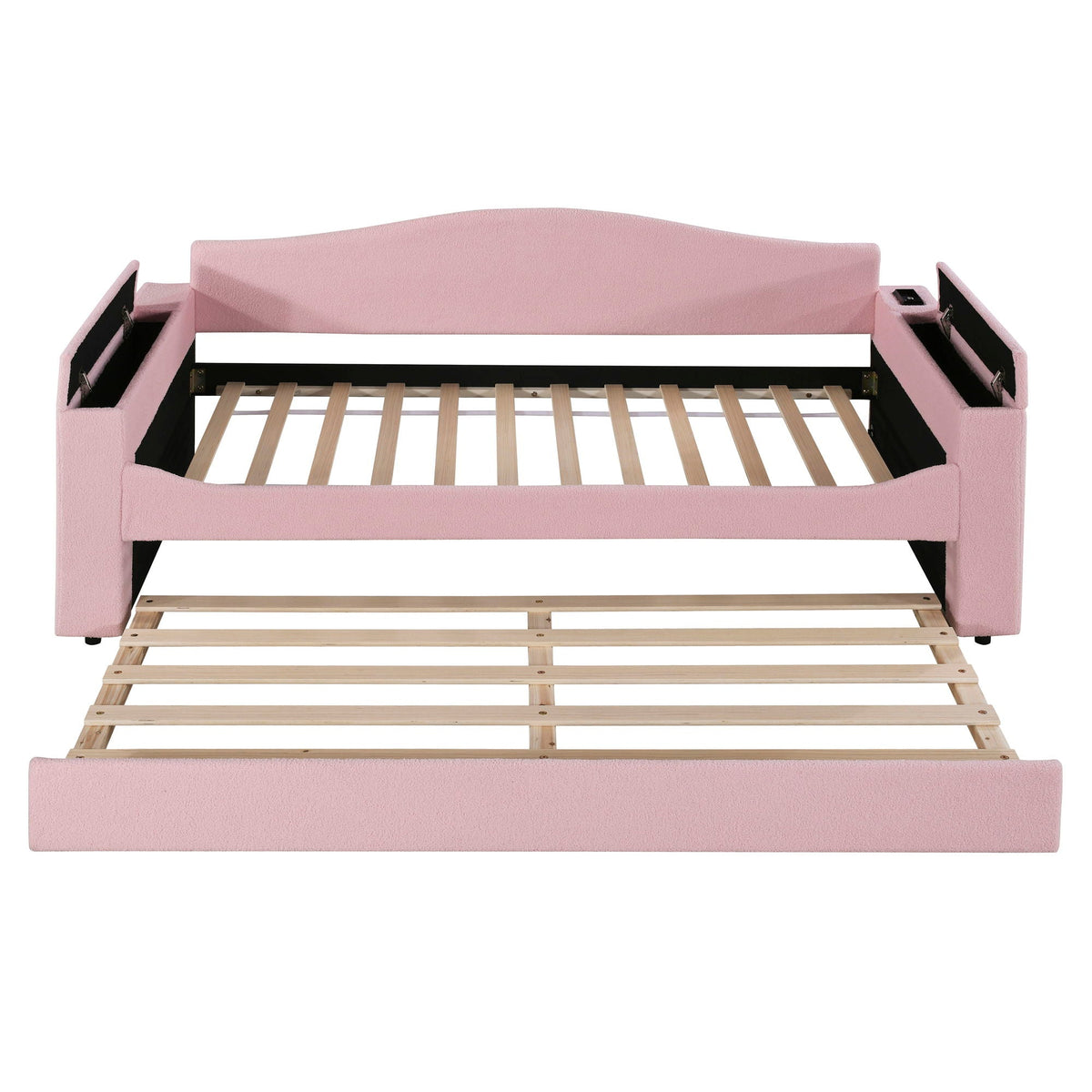 Upholstered Daybed With Storage Armrests, Trundle And Latest Integrated tooth Audio System