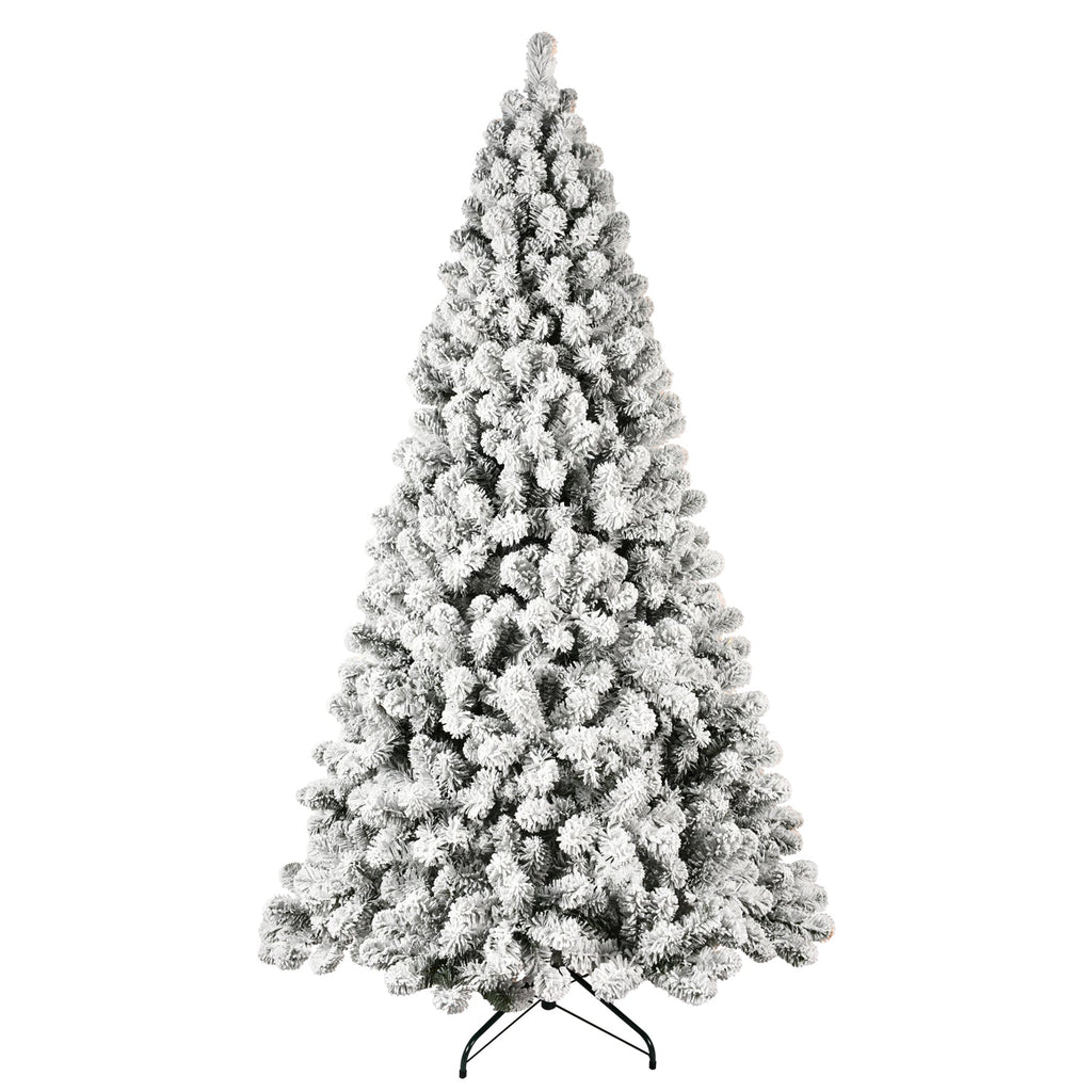 6ft Flocked Pre-Lit Christmas Tree with 300 Warm White Lights - Snow Effect