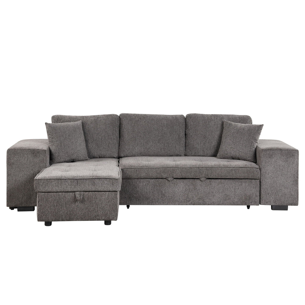 Reversible L-Shape Sleeper Sectional Sofa with Storage Chaise and 2 Stools - Multiple Colors