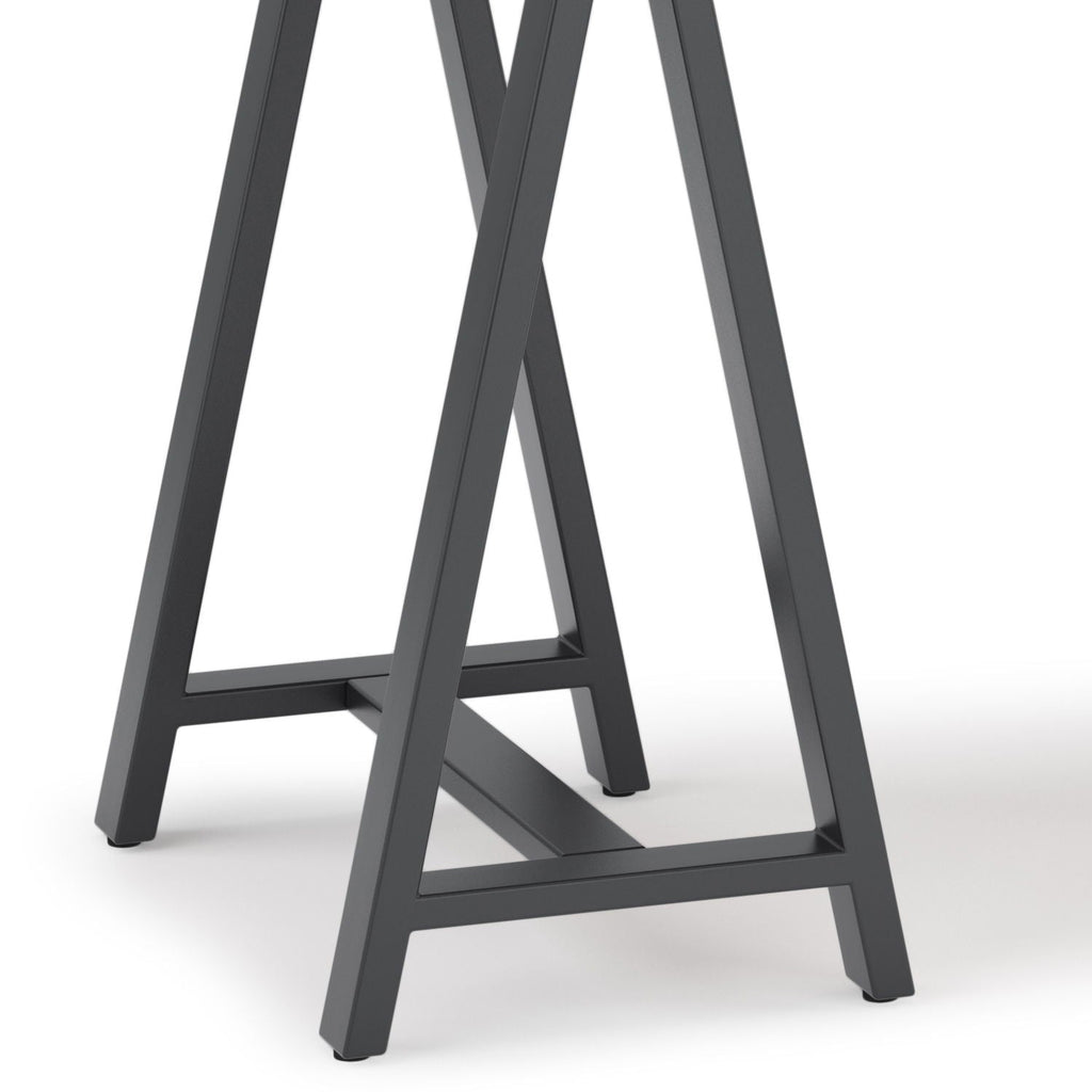 Handcrafted Solid Writing Desk with Sawhorse Metal Supports - Dark Brown