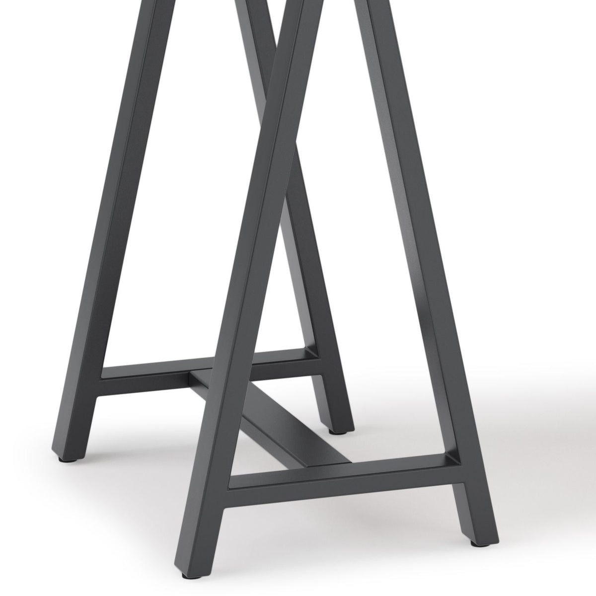 Handcrafted Solid Writing Desk with Sawhorse Metal Supports - Dark Brown