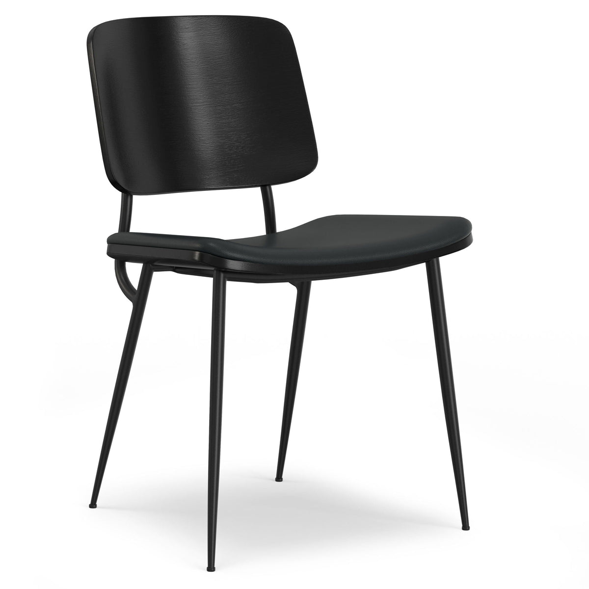 Ergonomic Dining Chair Set of 2 with Molded Plywood Backrest – Black or White