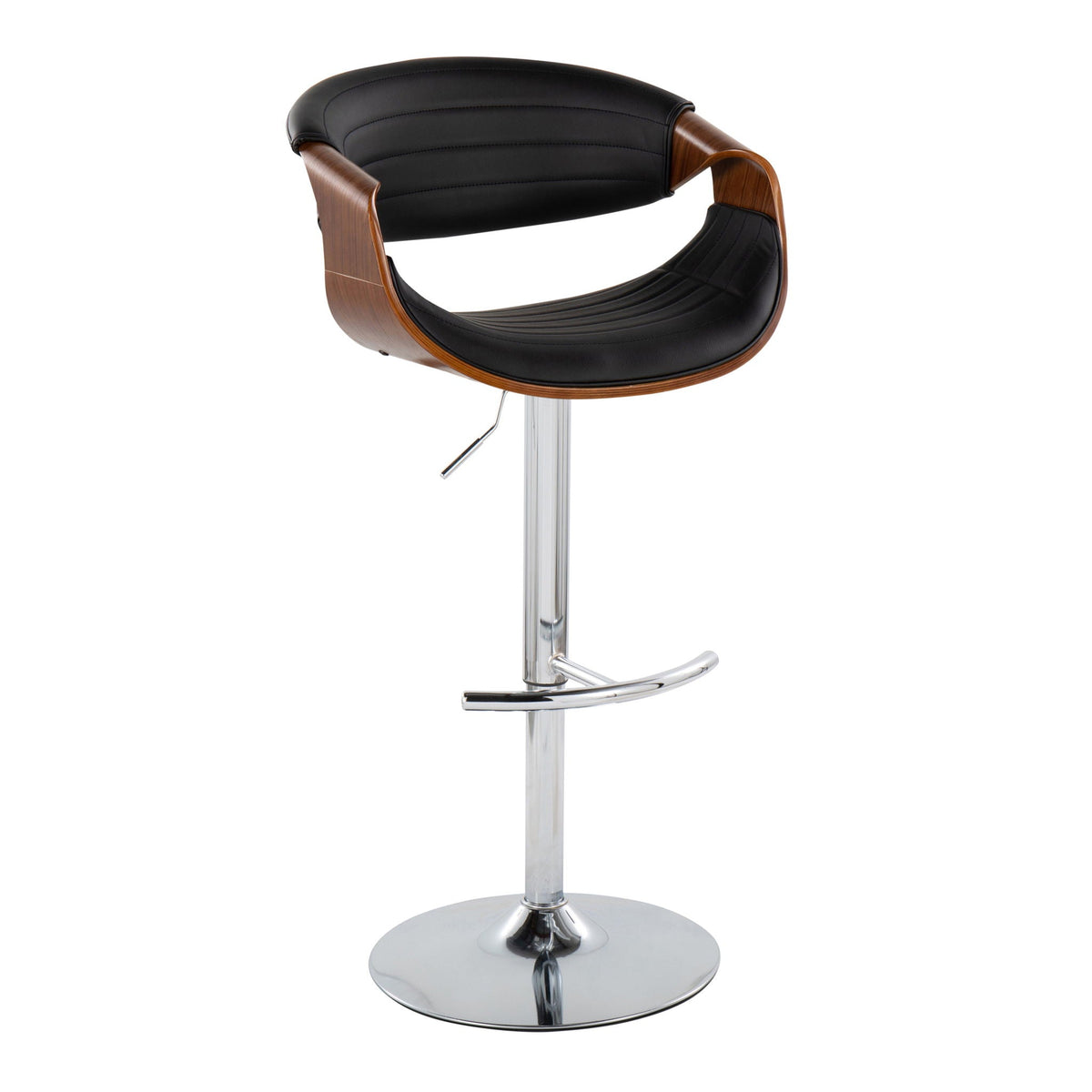 Mid Century Modern Adjustable Barstool Set of 2 with Swivel Footrest - Pearl Silver, Beige, Black