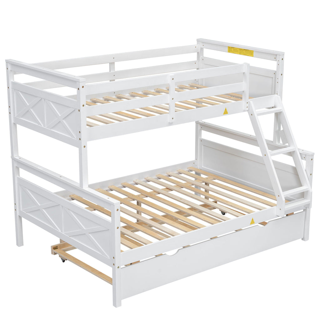 Twin Over Full Bunk Bed with Ladder and Storage Options - White or Dark Gray