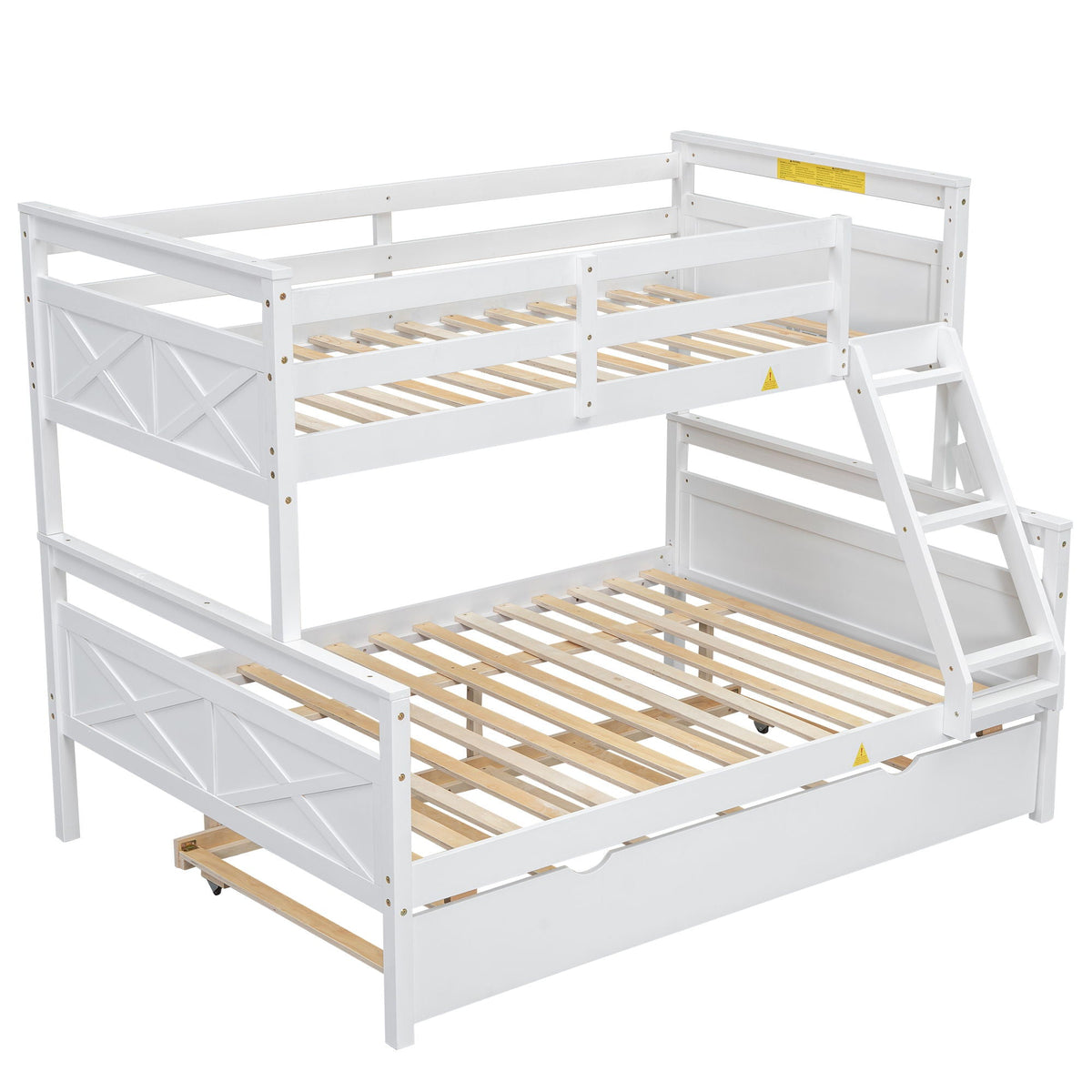 Twin Over Full Bunk Bed with Ladder and Storage Options - White or Dark Gray