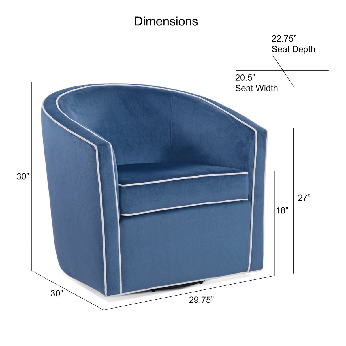 Barrel Back Swivel Chair with 360° Swivel Functionality - Blue, Dark Brown, Beige