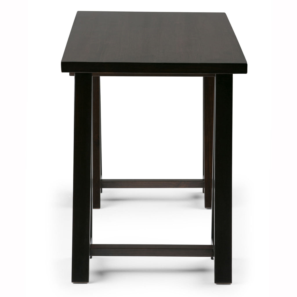Handcrafted Sawhorse Writing Desk with Solid Wood Construction - Dark Brown or White