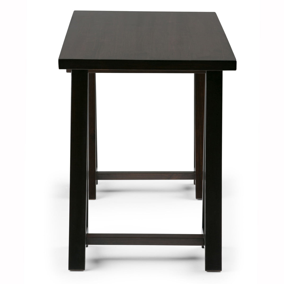Handcrafted Sawhorse Writing Desk with Solid Wood Construction - Dark Brown or White